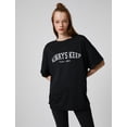 thumbnail image 1 of Crew Neck Slogan Printed Oversized T-Shirt, 1 of 1
