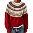 thumbnail image 1 of Crew Neck Sweater for Women Soft Basic Nordic Sweaters Old&nbsp;money&nbsp;sweater Pullover Loose Fit Long Sleeve Tops Christmas Fall Fashion Outfits Oversized Cable&nbsp;knit Sweatshirts No Hood, 1 of 2