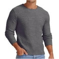 thumbnail image 1 of Crew Neck Sweater for Men Men's 2024 Baggy Soft Casual Sweaters Classic Waffle Pullover Tops Fall Winter Attire for Going Out, 1 of 4
