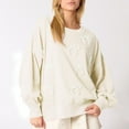 thumbnail image 1 of Crew Neck Sweater for Women Fashion Butterfly Print Casual Solid Color Pullover Oversize Loose Hoodless Tops (XL, Beige), 1 of 5