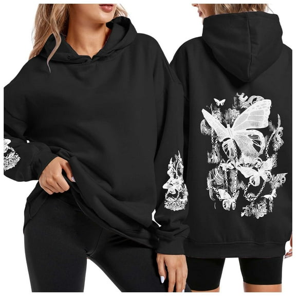 Crew Neck Sweatshirt Fashionable Hoodies And Sweatshirts With Drawstring Pockets For Fall And Winter Casual And Loose Fit Design Ideal For Daily Wear Black