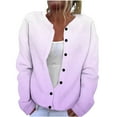 Crew Neck Sweatshirts Women Button Down Gradient Pullover Fall Casual ...