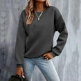 thumbnail image 1 of Crew Neck Sweatshirts Women Casual Long Sleeve Pullover Trendy Solid Color Tops Ribbed Hem Sweater Fall Sweatshirts for Women, 1 of 6