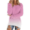 thumbnail image 1 of Crew Neck Sweatshirts Women Comdrip Womens Casual Solid Long Sleeve Jumper Sweaters Blouse Cozy Sweaters for Women Pink 3XL, 1 of 5