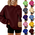 thumbnail image 1 of Crew Neck Sweatshirts Women Fall Oversized Crewneck Sweatshirt Rib Cuff Sleeve Vintage Fleece Pullover Loose Fit Cute Y2K 2026 Wine 3XL, 1 of 6