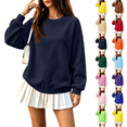 thumbnail image 1 of Crew Neck Sweatshirts Women Fall Oversized Crewneck Sweatshirt Vintage Fleece Pullover Loose Fit Cute Y2K Hoodie Navy XL, 1 of 7