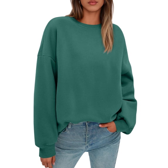 Crew Neck Sweatshirts Women Fall Oversized Crewneck Sweatshirt Vintage Fleece Pullover Loose Fit Cute Y2K Hoodie