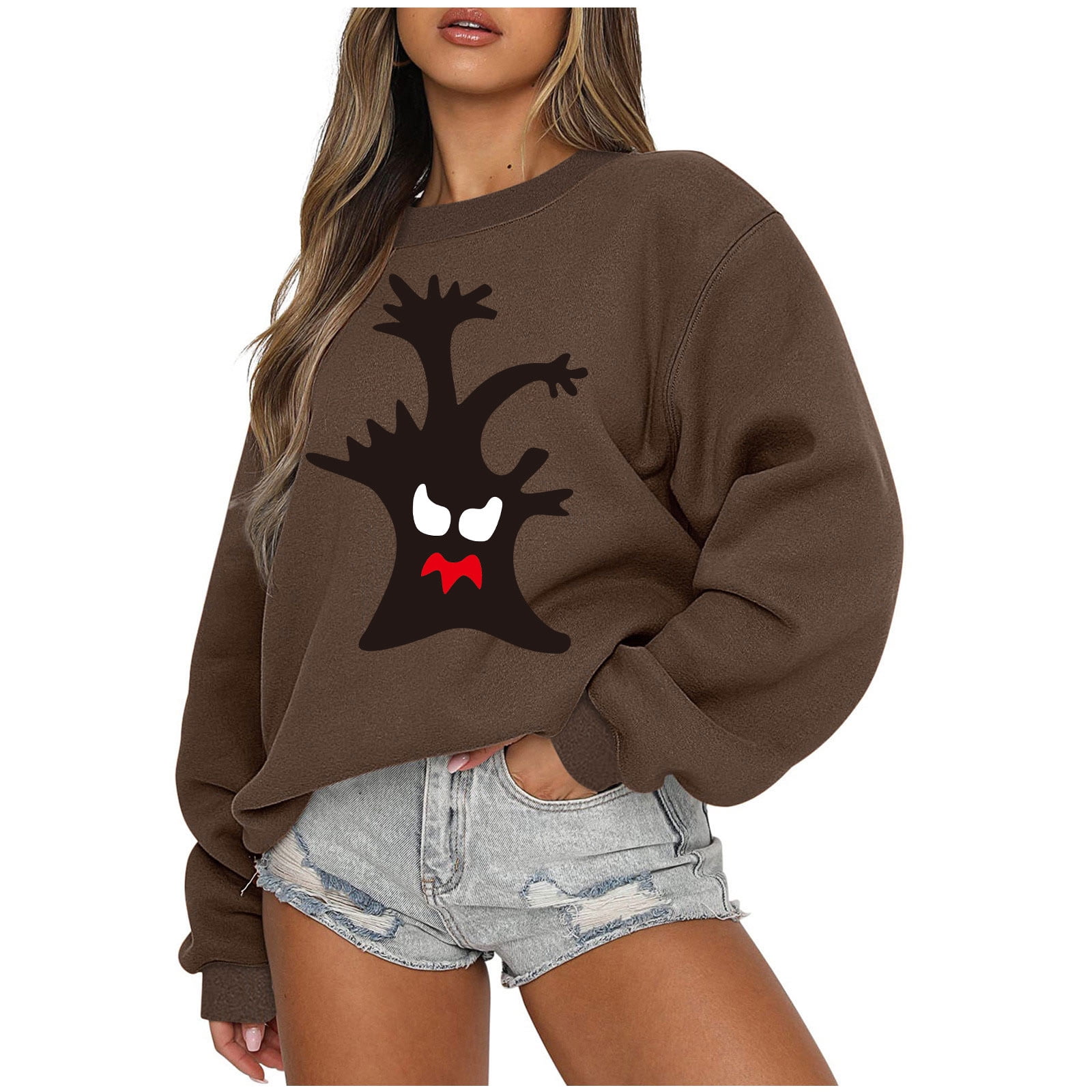 Crew Neck Sweatshirts Women Halloween,Halloween Sweatshirts for Women