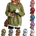 thumbnail image 1 of Crew Neck Sweatshirts Women Oversized Fall French Terry Layered Pullover Sweatshirt Fake Two‑Piece Tops Pullover Casual Split Hem Top, 1 of 4