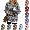 thumbnail image 1 of Crew Neck Sweatshirts Women Oversized Fall French Terry Layered Pullover Sweatshirt Fake Two‑Piece Tops Pullover Casual Split Hem Top, 1 of 4