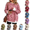 thumbnail image 1 of Crew Neck Sweatshirts Women Oversized Fall French Terry Layered Pullover Sweatshirt Fake Two‑Piece Tops Pullover Casual Split Hem Top, 1 of 4