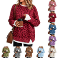 thumbnail image 1 of Crew Neck Sweatshirts Women Oversized Fall French Terry Layered Pullover Sweatshirt Fake Two‑Piece Tops Pullover Casual Split Hem Top, 1 of 4