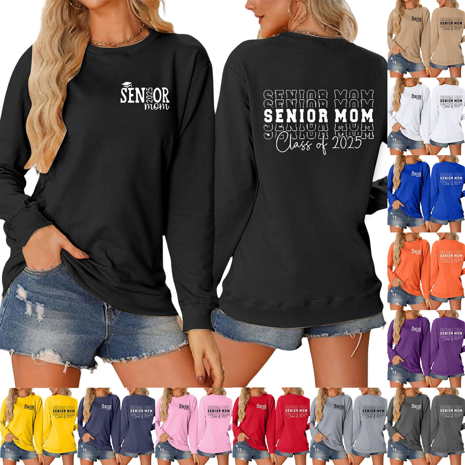 Crew Neck Sweatshirts Women Senior Mom 2025 Shirt 2025 Graduating Class ...