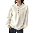 thumbnail image 1 of Crew Neck Sweatshirts Women Sevevn Womens Crew Neck Long Sleeve Sweatshirts Half Button Lightweight Pullover Fashion Fall Clothes, 1 of 7