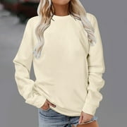 XUNLBB Crew Neck Sweatshirts Women,Women Long Sleeves Casual Shirts Color Round Neck Sweatshirt Crewneck Pullover Tunic Tops Preppy Clothes Trendy 2024