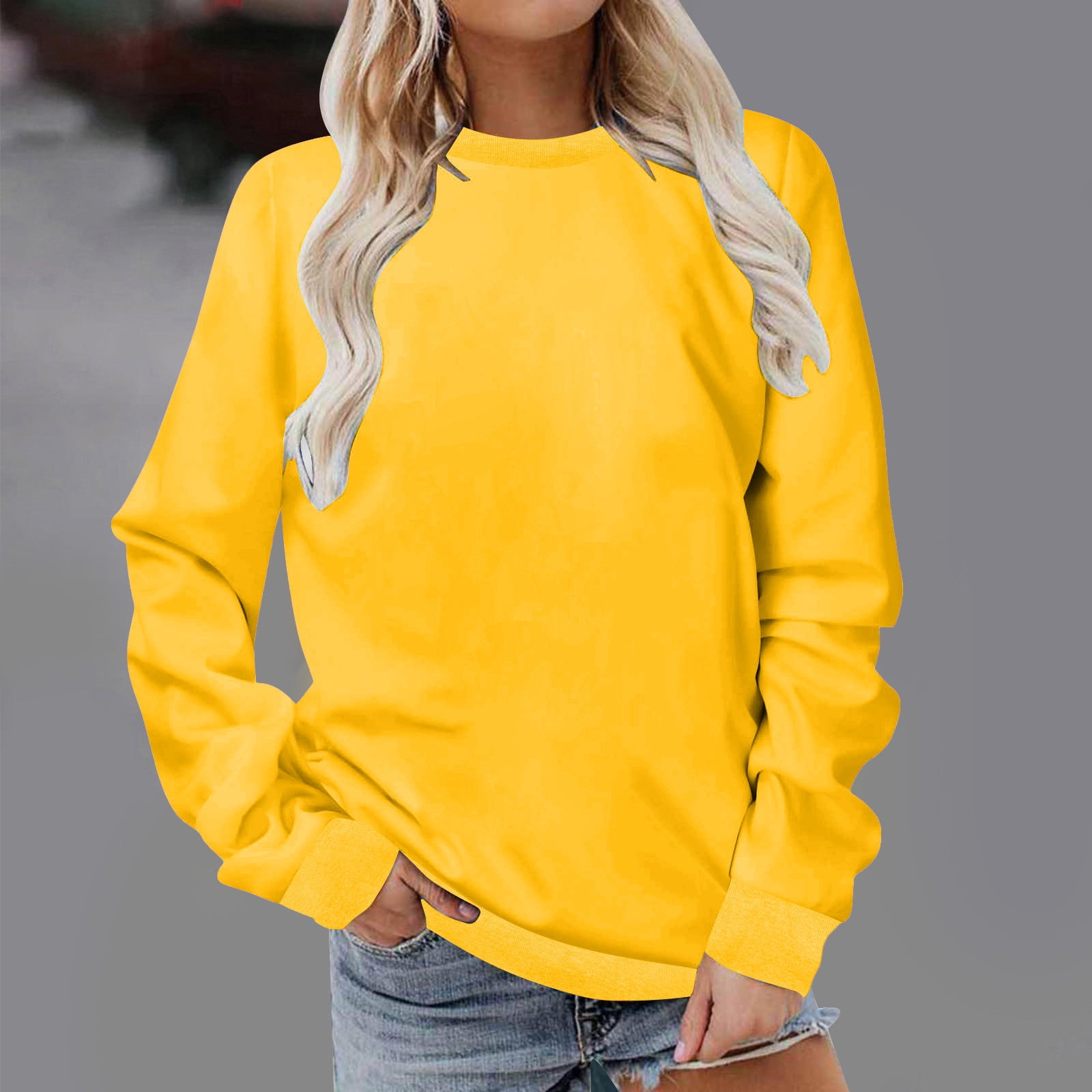 Between the Mountains Greasy Yellow Crewneck Sweatshirt for Women