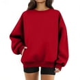thumbnail image 1 of Crew Neck Sweatshirts for Women Fall Fleece Long Sleeve Sweatshirts Y2k Loose Fit Causal Sweatshirts with Pockets, 2XL, 1 of 5