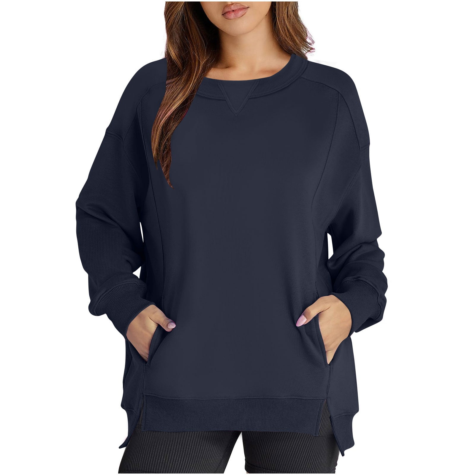 Plus Size Women Crewneck Sweatshirts Loose Casual Long Sleeve Color Block Pullover Hoodless Tops Mint Green 5xl