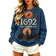 thumbnail image 1 of Crew Neck Sweatshirts for Women Retro Long Sleeve Halloween Witch Moon Print Pullover Loose Casual Fall Daily Tops Blue XL, 1 of 5