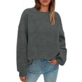 thumbnail image 1 of Crew Neck Sweatshirts for Women, Soft Fleece Oversize Long Sleeve Pullover for Fall Winter Loungewear Dark Gray S, 1 of 4