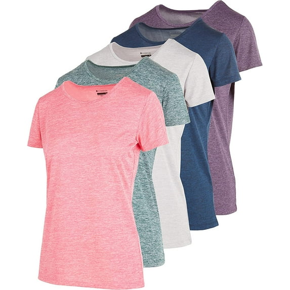 Crew Neck T-Shirt for Women Athletic Active Yoga Womens Workout Gym Tops 5 Pack Small, Set B