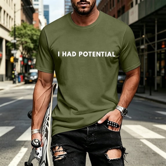 Crew Neck T Shirts for Men Quarter Sleeve Big & Tall Basic Tee Fashion Printing Round Neck Summer Outdoor Basic Basic Tee