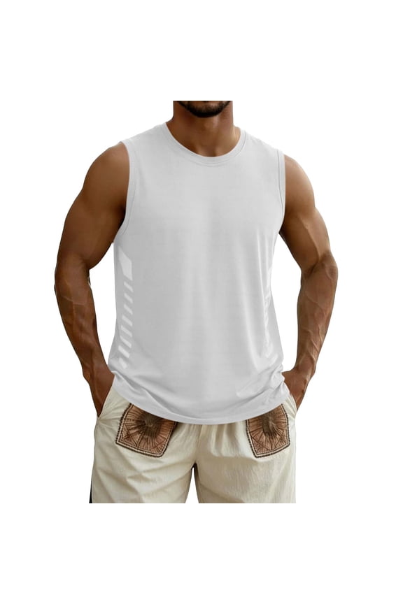 Crew Neck Tank Top for Men Pullover Workout Sleeveless Shirts Soild Color Fashion Casual Summer Tops Fitting Basic Tank Undershirts