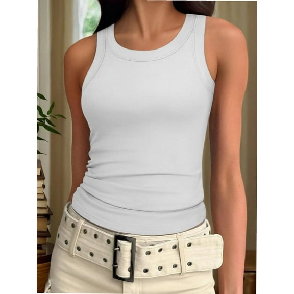 Crew Neck Tank Tops for Women Stretch Camisole Shirts