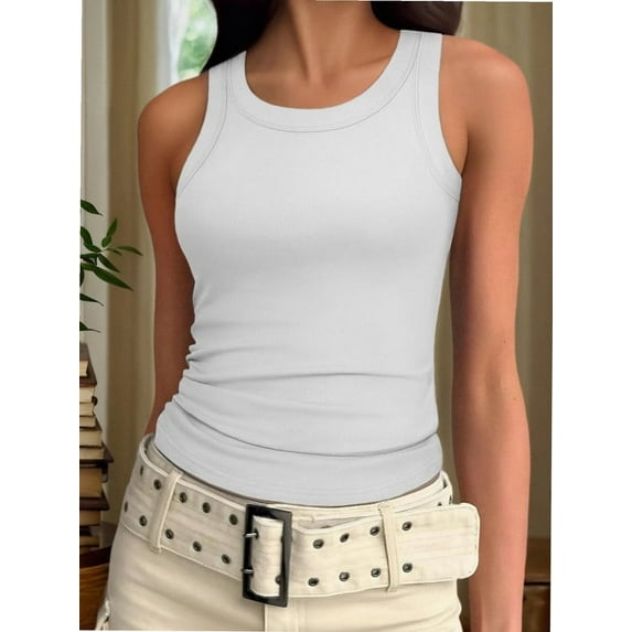 Crew Neck Tank Tops for Women Stretch Camisole Shirts