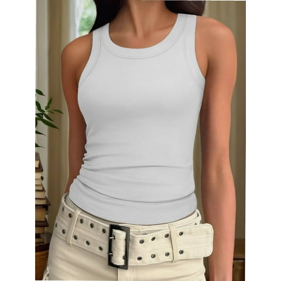 Crew Neck Tank Tops for Women Stretch Camisole Shirts