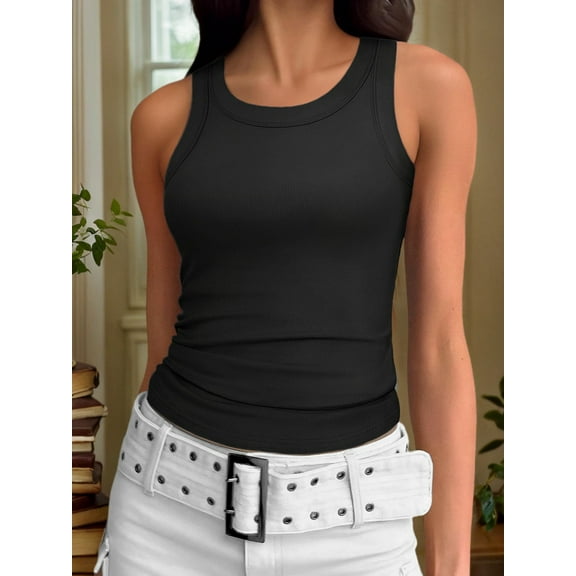 Crew Neck Tank Tops for Women Stretch Camisole Shirts