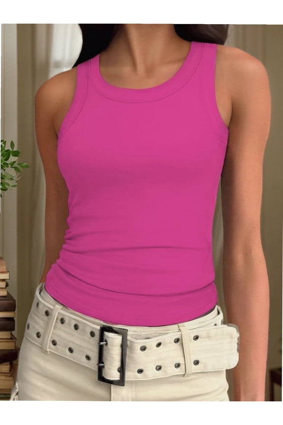 Crew Neck Tank Tops for Women Stretch Camisole Shirts