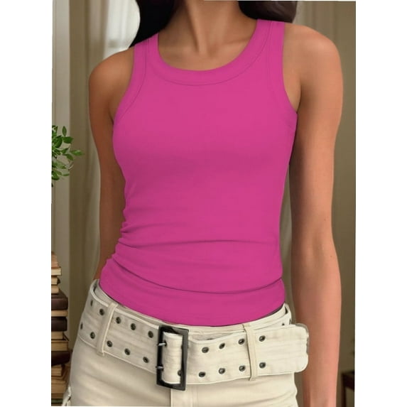 Crew Neck Tank Tops for Women Stretch Camisole Shirts