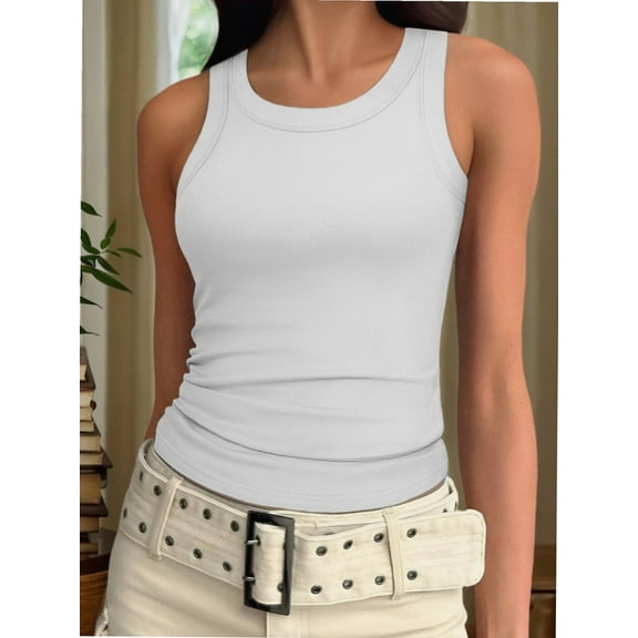 Crew Neck Tank Tops for Women Stretch Camisole Shirts