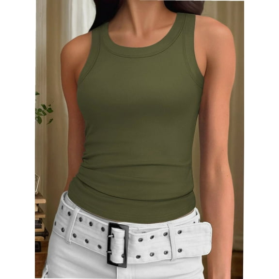 Crew Neck Tank Tops for Women Stretch Camisole Shirts