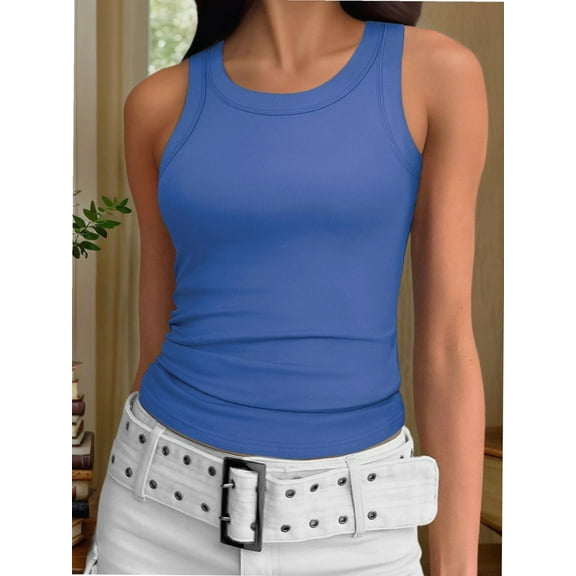 Crew Neck Tank Tops for Women Stretch Camisole Shirts