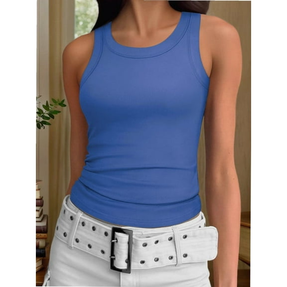 Crew Neck Tank Tops for Women Stretch Camisole Shirts