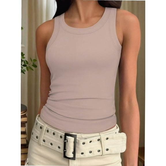 Crew Neck Tank Tops for Women Stretch Camisole Shirts