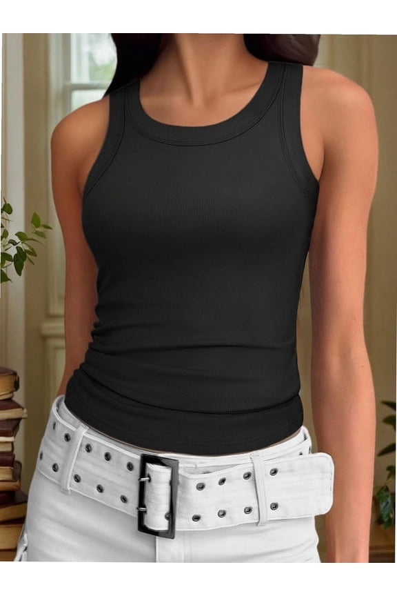 Crew Neck Tank Tops for Women Stretch Camisole Shirts