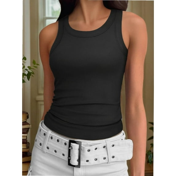 Crew Neck Tank Tops for Women Stretch Camisole Shirts
