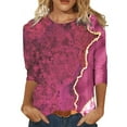 thumbnail image 1 of Fshinging Crew Neck Tee Fashion Sleeves Mid Length Women's Spring Tops Printed Casual Women's Blouse, 1 of 2