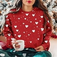 thumbnail image 1 of Crew Neck Valentines Sweatshirt for Women Heart Print Long Sleeve Shirts Casual Fleece Loose Pullover Tops Trendy Romantic Hoodies Sweet Valentine's Gift Shirts Fall Winter Outfits, 1 of 5