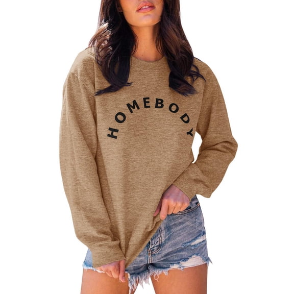 Crew Neck Womens Graphic Sweatshirt Long Sleeve Casual Loose Letter Pullover Tops