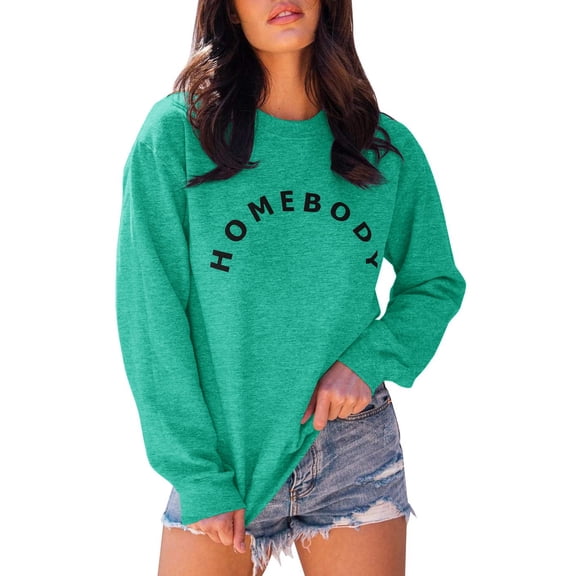 Crew Neck Womens Graphic Sweatshirt Long Sleeve Casual Loose Letter Pullover Tops