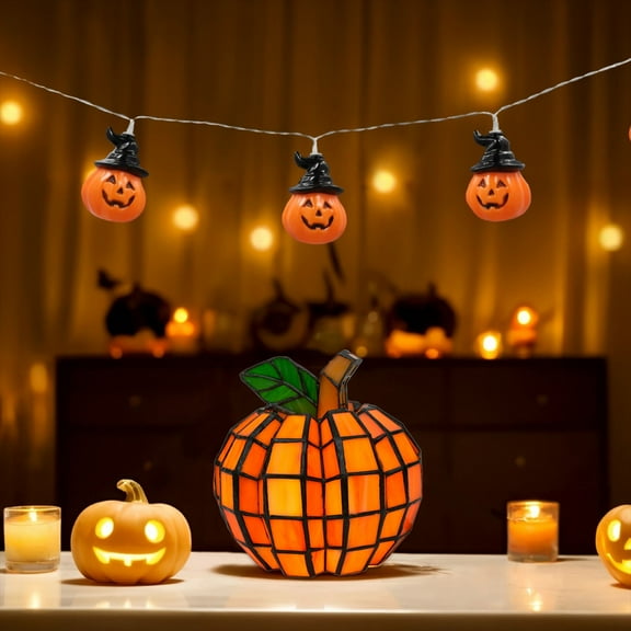 Crew Park Patch the Pumpkin 9"H Stained Glass Accent Light