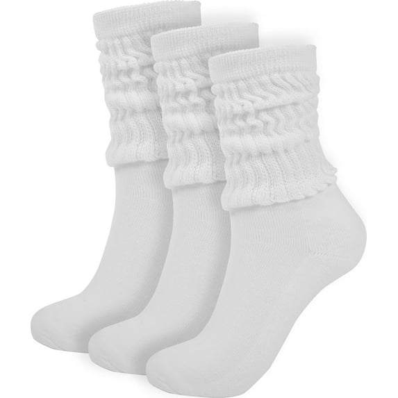 Crew Slouch Socks Women - Retro Scrunch Short Sock - Soft Solid Ankle Socks Size 5-11