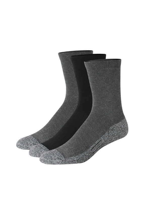 Crew Socks, 3 Pairs, Comfort Fit, Moisture-Wicking, Memory Cushion, Odor Protection