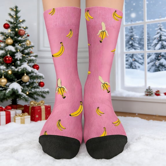 Crew Socks,Banana Socks,Funny Banana Pattern Crew Socks for Men Women