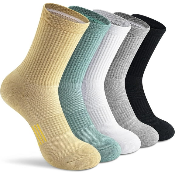 Crew Socks Women Running Hiking Thick Cushiones Athletic Socks 5-6 Pairs