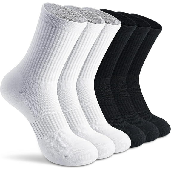 Crew Socks Women Running Hiking Thick Cushiones Athletic Socks 5-6 Pairs